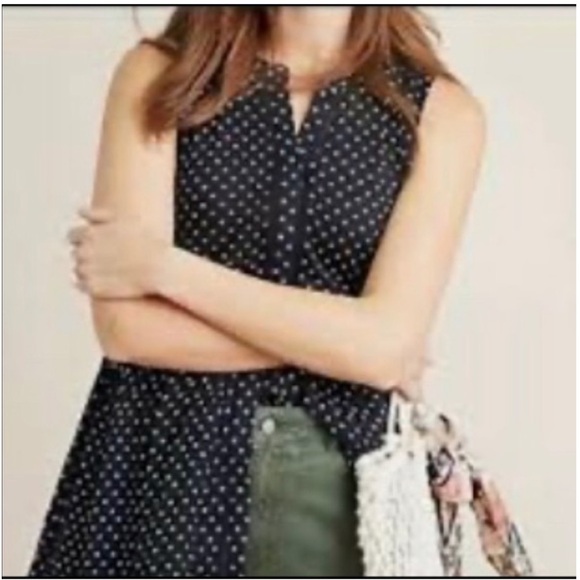 ⭐️ Anthropologie Navy Nia Sleeveless Tunic Tank Top MEDIUM - Picture 3 of 12